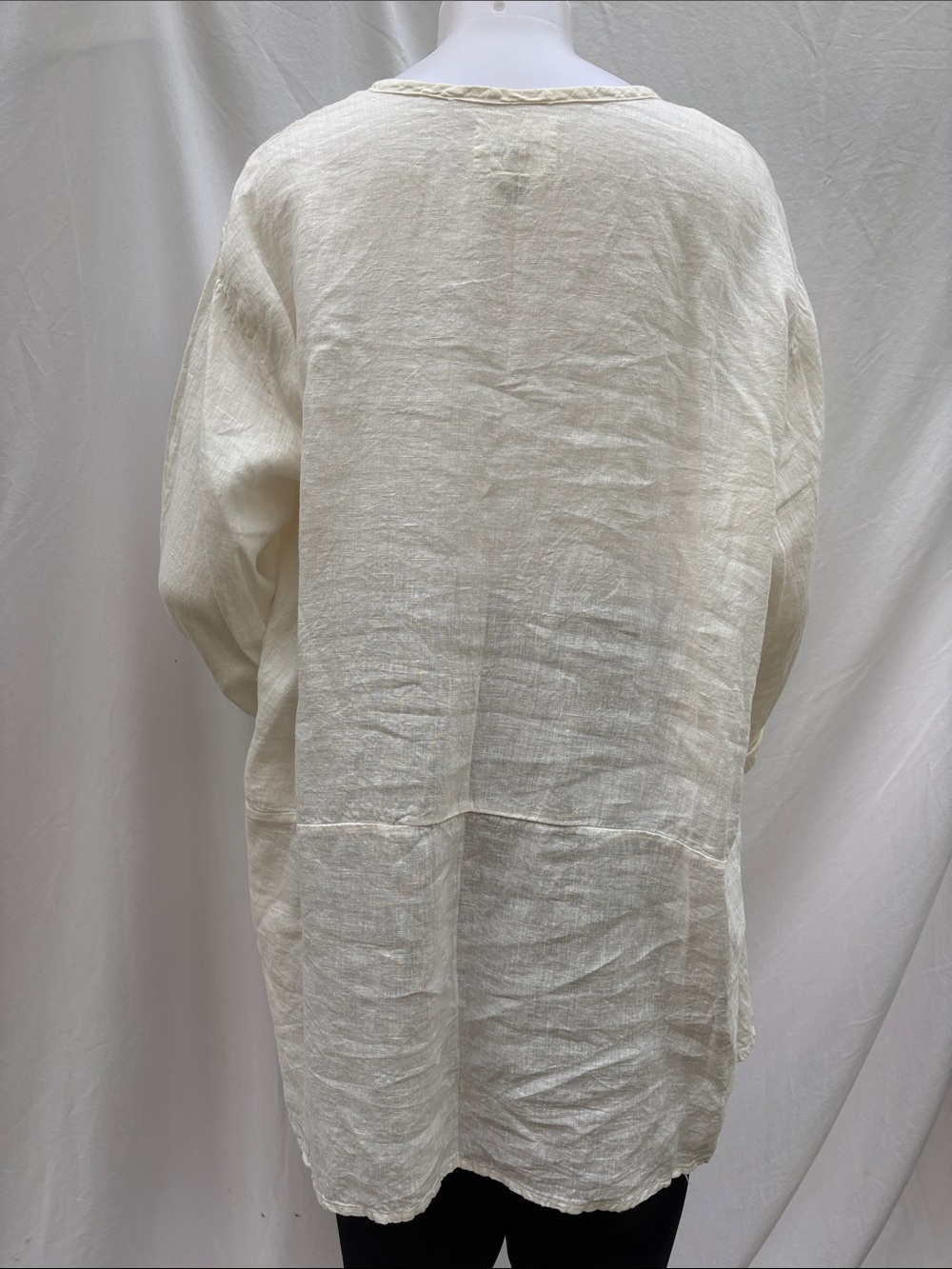 FLAX by Jeanne Engelhart Cream Linen Button-Front Tunic - Picture 14 of 14